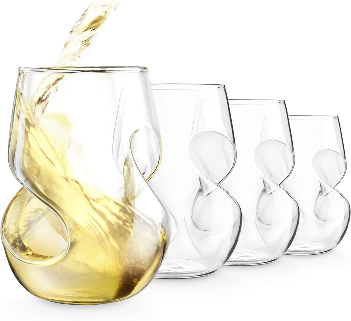 Handgeblazen witte wijnglazen 266 ml - Set van 4