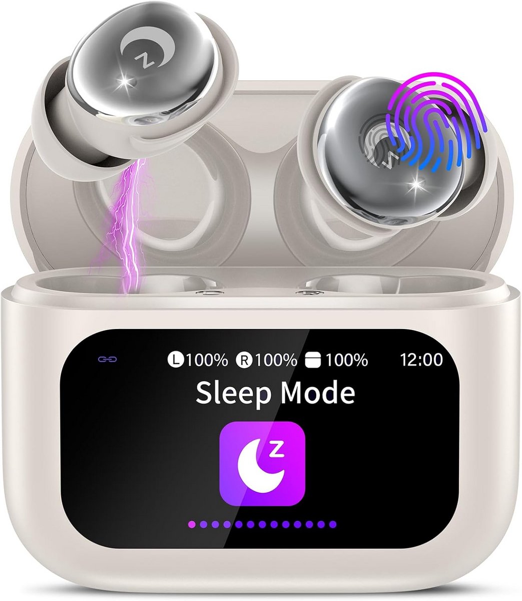 Bluetooth slaaphoofdtelefoon met touchscreen comfortabel wit