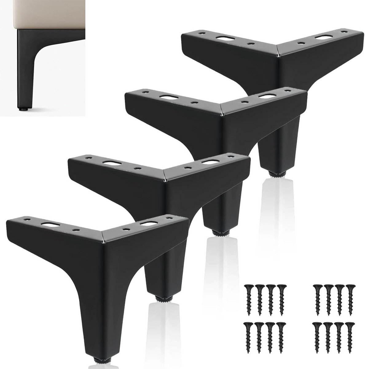 4x Set Stevige Metalen Meubelpoten - Driehoekig Tafel- en Kastonderstel (10 cm)