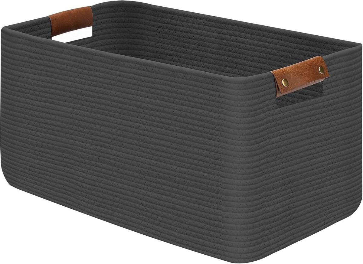 Opvouwbare Wasmand voor Dekens, Speelgoed en Handdoeken - Ruimtebesparende Gevlochten Mand voor Kinderkamer en Woonkamer - 55 x 38 x 30 cm - Grijs