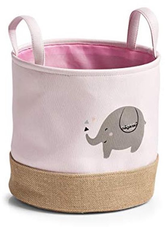 Opbergmand Olifant voor Kinderen - Roze Polyester/Jute Ø 30 x 29 cm — afbeelding 3