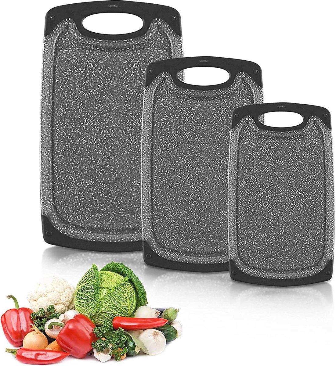 Set van 3 Keuken Snijplanken met Sapgoot - Vaatwasserbestendig en Antislip