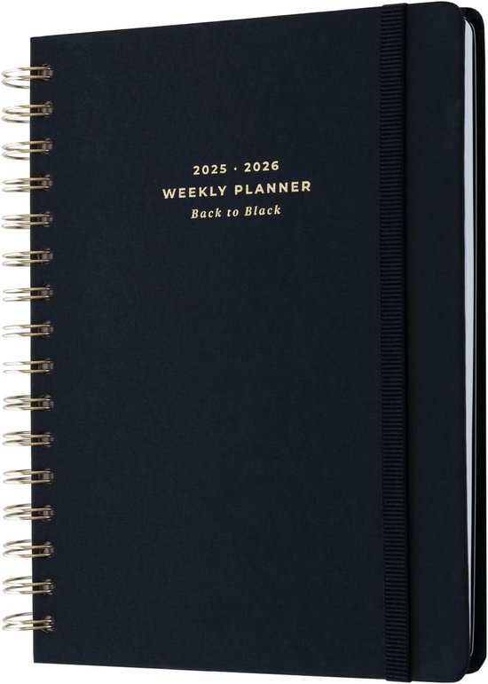 A5 Academic Diary 2025-2026 Week To View - Black | Planner met Stickers ...