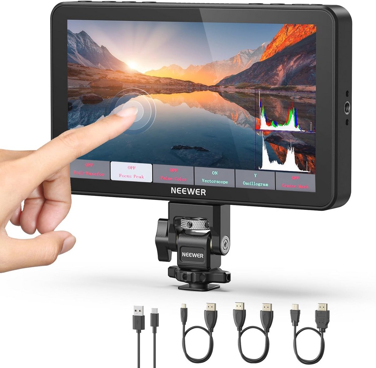 7 Inch Camera Veldmonitor met 2000nit HD Scherm en 4K HDMI In/Uit