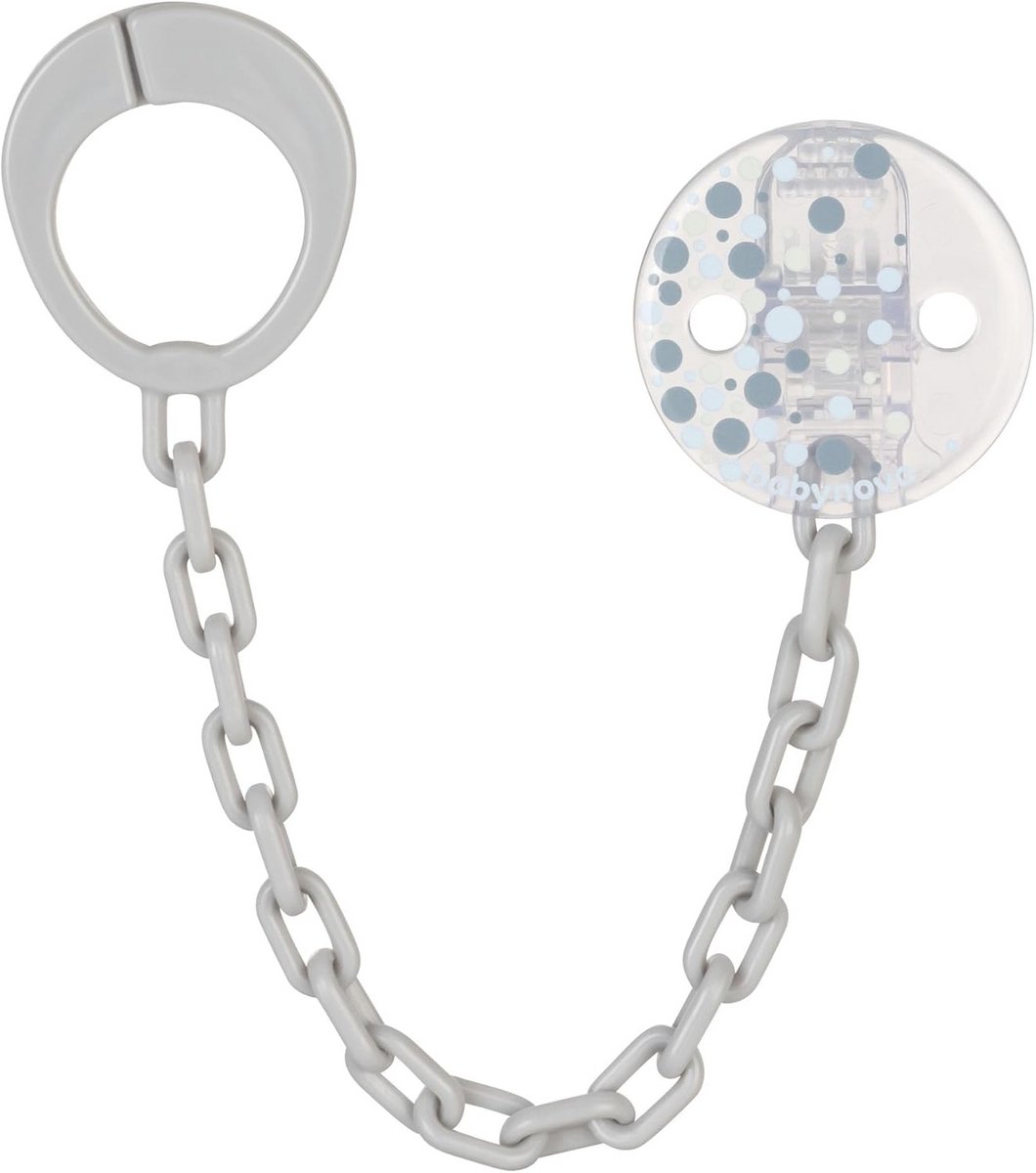 Fopspeenketting met Clip en Adapterring – Speenhouder voor Baby – Essentieel Baby Accessoire – BPA-vrij - Blauwe Stippen