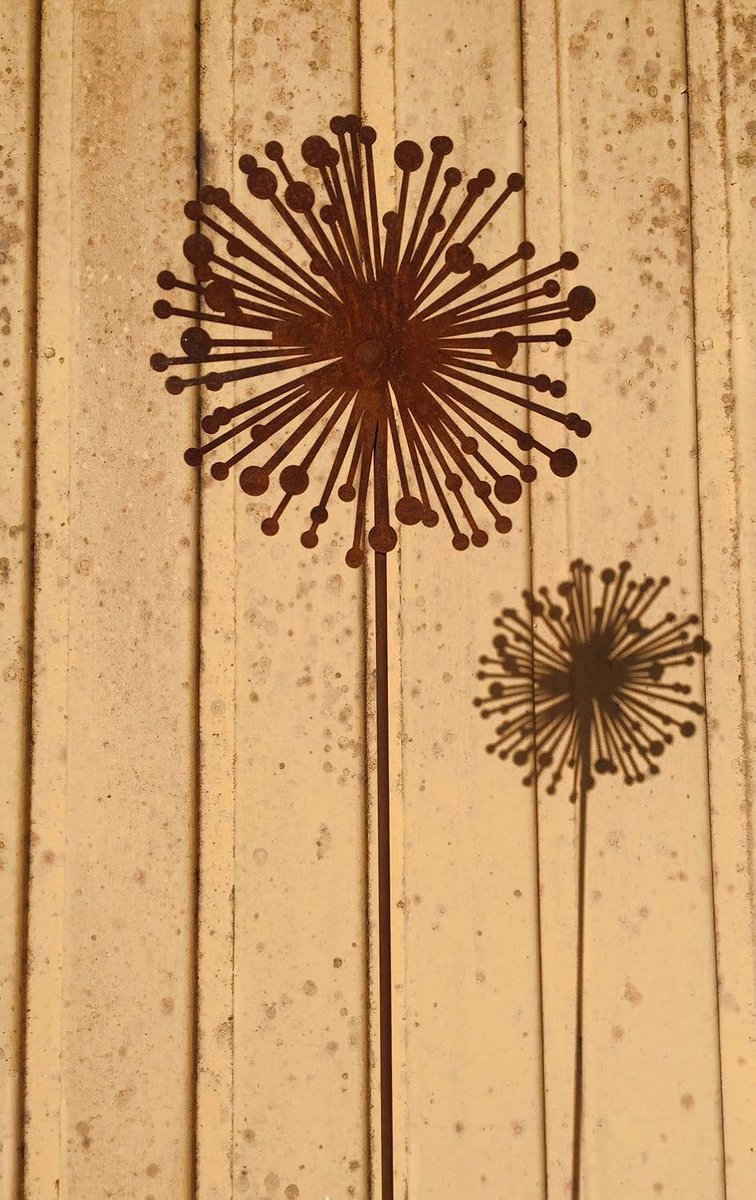 Decoratieve Tuinstekers Roest Patina Paardenbloem 15cm - Tuindecoratie Buiten