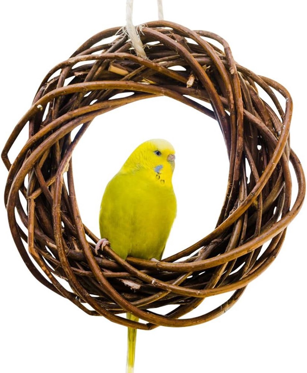 Wilgenring voor vogels - op te hangen knabbelspeelgoed voor parkiet en valkparkiet