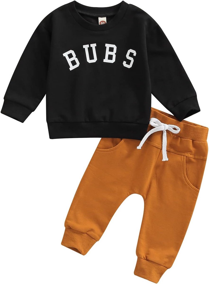 2-delige Babykleding Set Jongen/Meisje met Letterprint - Sweatshirt en Lange Broek