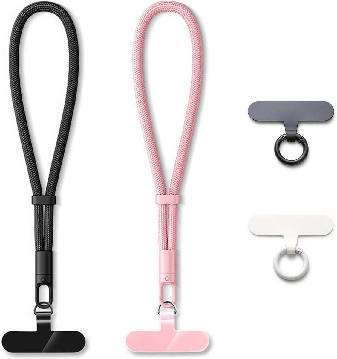 Korte Universele Telefoonketting voor Pols en Accessoires - Zwart en Roze
