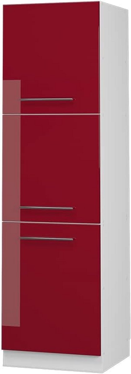Keukenmodule 60 cm - Moderne keukenkast met softclose-scharnieren - Glanzend bordeaux front - Hoge kwaliteit spaanplaat - Inbouwkast voor optimale opbergoplossing
