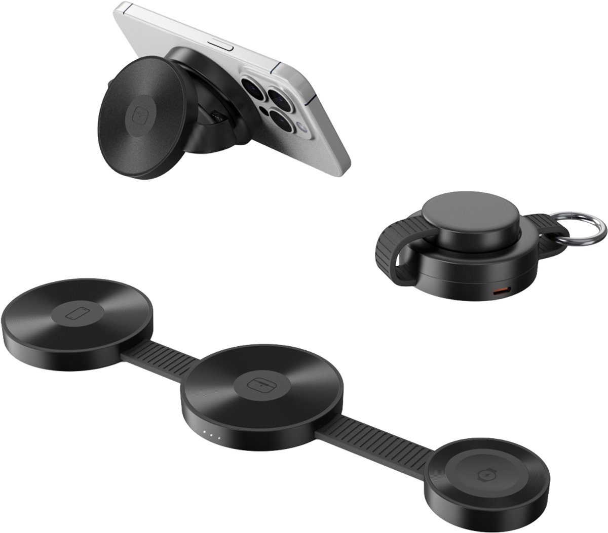 Electrox - 3-in-1 Opvouwbare Draadloze Oplader met Magnetische (MagSafe-compatibele) Stand – 15W Telefoon + 5W Oordopjes + 2,5W Smartwatch – Compact & Reisvriendelijk