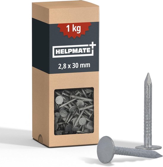 HELPMATE Dakspijkers – 2,0 X 16 Mm, 400 G, Mechanisch Verzinkt, Type B, Brede Platte Kop, Voor Dakvilt, Kunststof En Leisteen, Voor Houtconstructies 4 miniatura