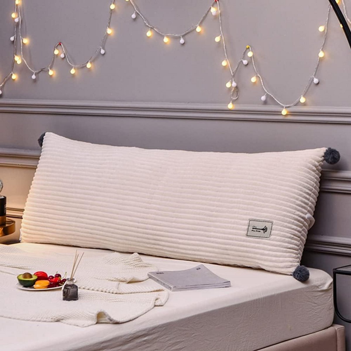 Groot rugkussen met vulling voor bed en bank - Ideaal als hoofdsteun en leessteun