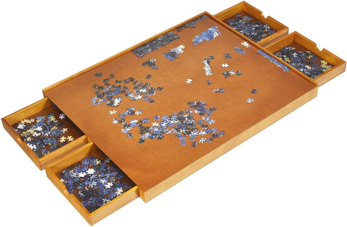 Ruime Puzzeltafel met Sorteerladen voor 1000-1500 Stukken - Draagbare en Opslagvriendelijke Puzzelplank 65 x 80 cm