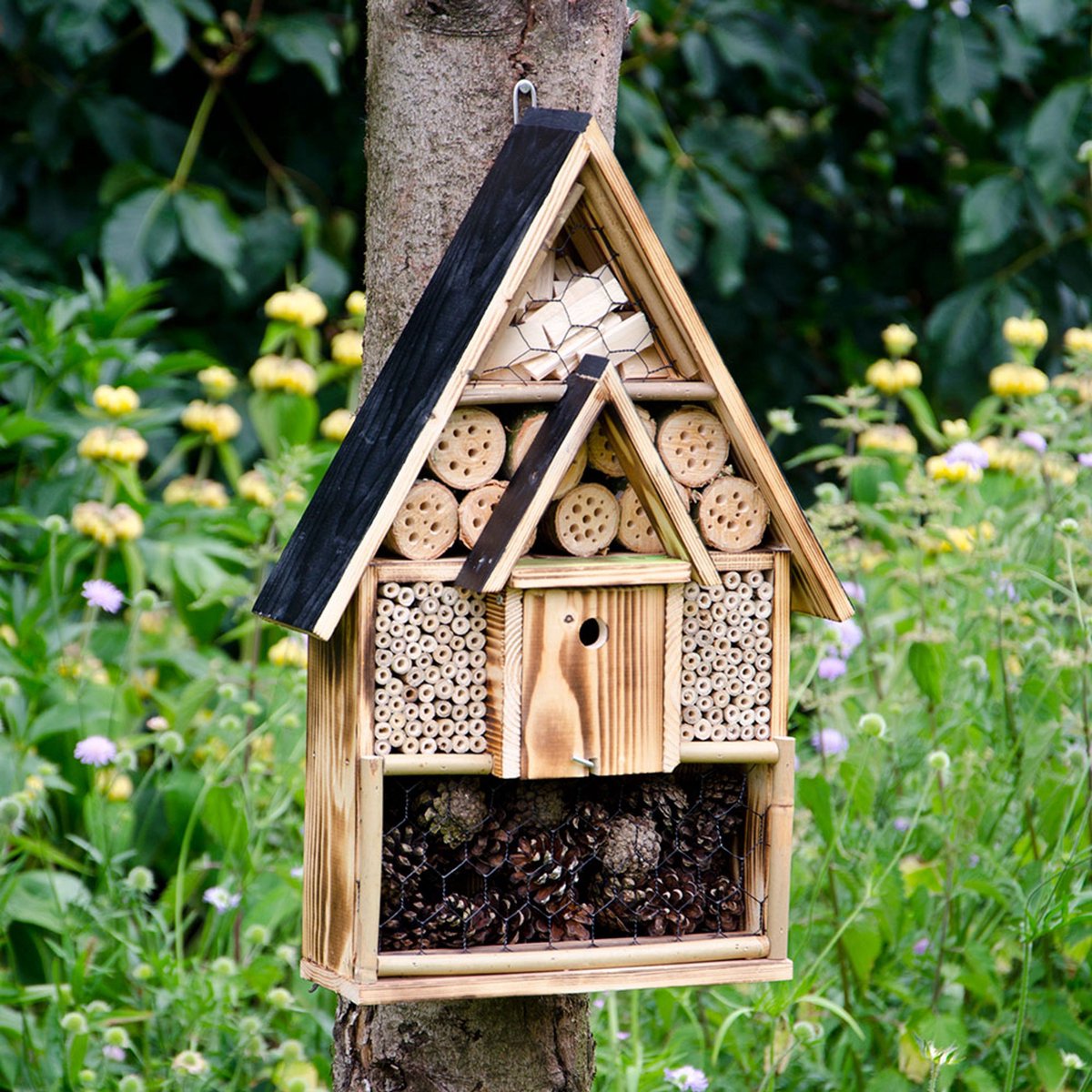 CJ Wildlife Luxe Insectenhotel - Mallorca - Bijenhotel - Houten Insectenhuis voor o.a. Bijen, Hommels & Lieveheersbeestjes - Bijenkast - FSC-gecertificeerd