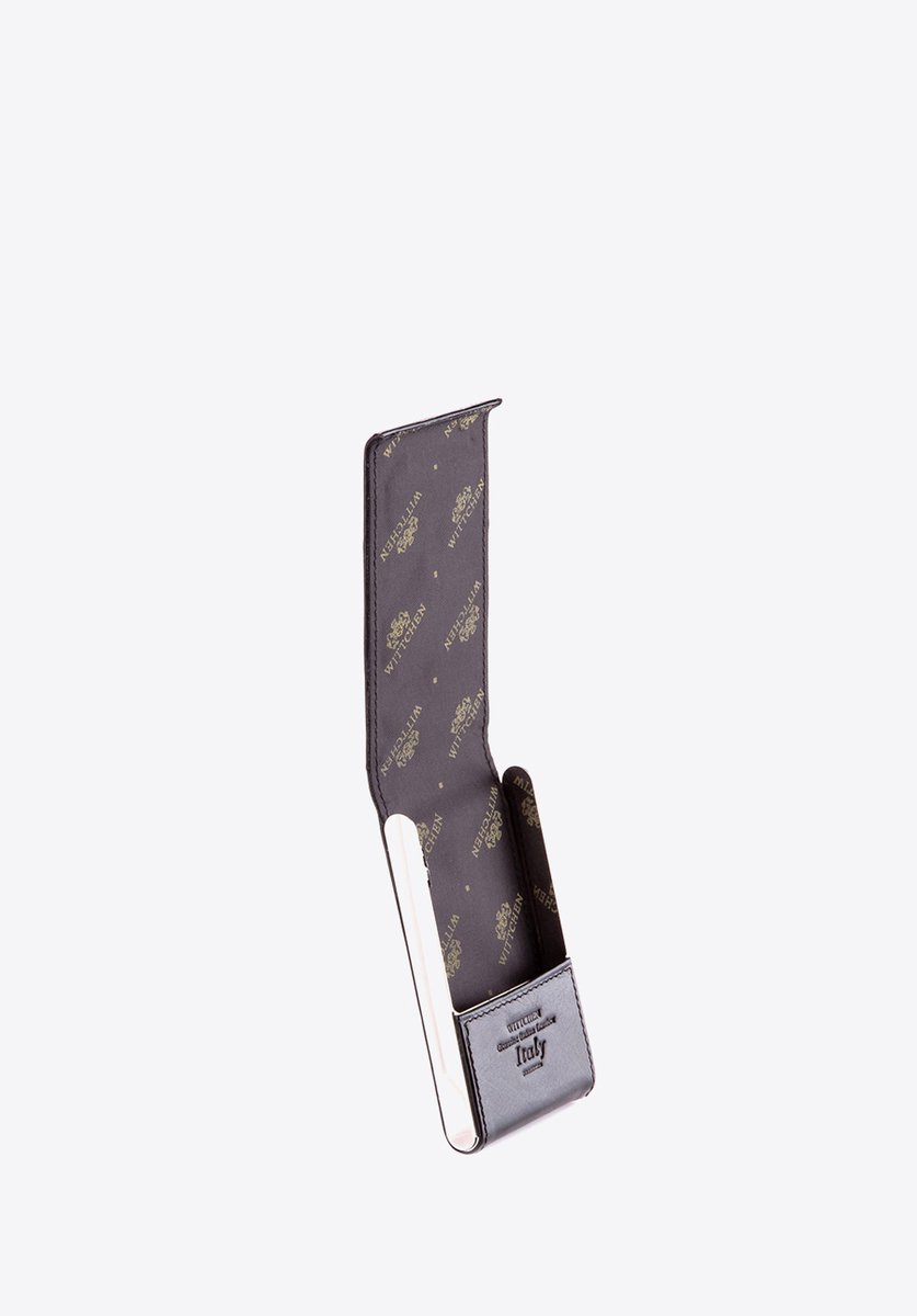 Wittchen Italië Collectie - Harde Leren Visitekaarthouder - Zwart - Magnetische Sluiting - Embossed Logo