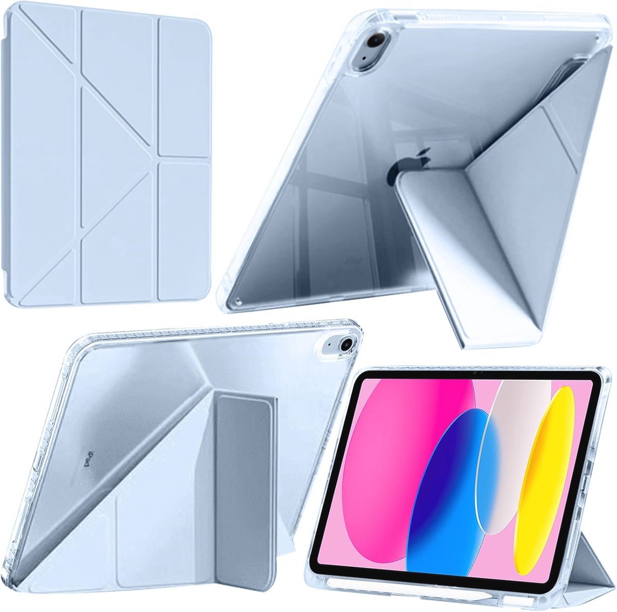 Transparante Schokbestendige iPad Hoes met Penhouder en 6-in-1 Stand