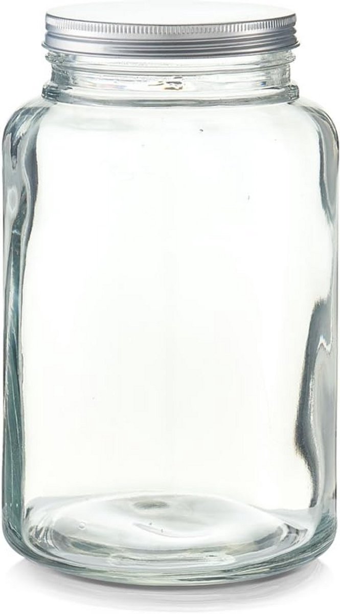 Grote voorraadpot met metalen deksel - 4900 ml, 17,2 x 17,2 x 27,8 cm