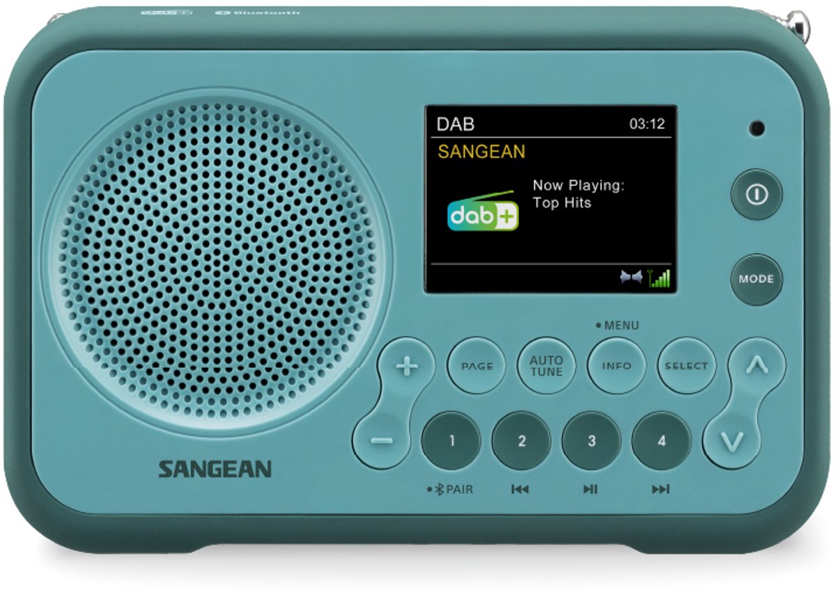Sangean DPR-76BT Zakradio DAB+, VHF (FM) AUX, Bluetooth Toetsvergrendeling Lichtblauw
