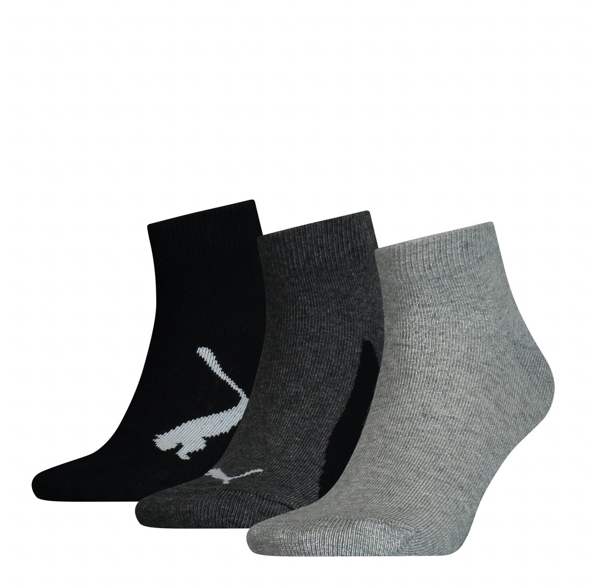PUMA Quartersokken Kids 3-Pack Zwart