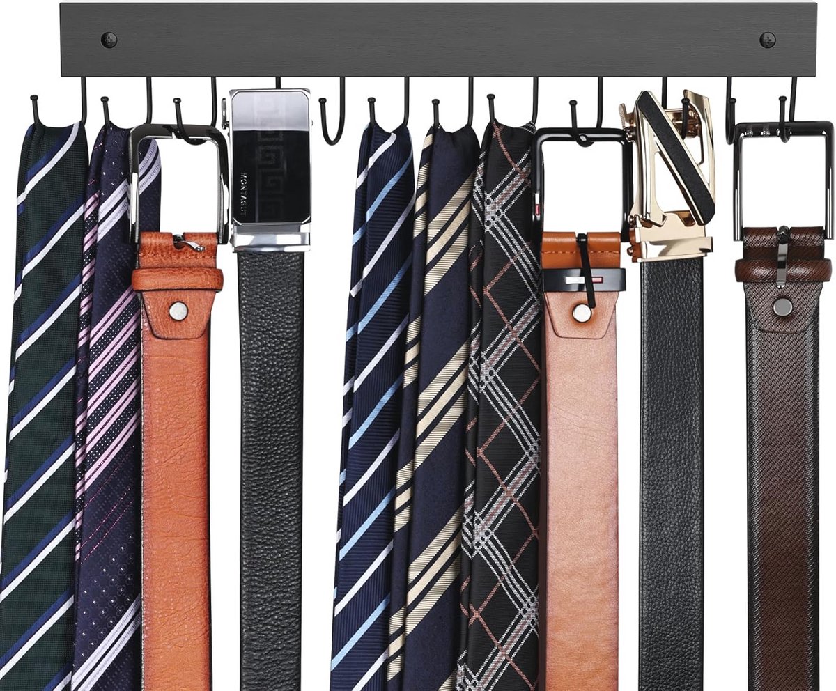 Houten Riem Hanger Wandmontage - Ruimtebesparend met 12 Opslag Capaciteit