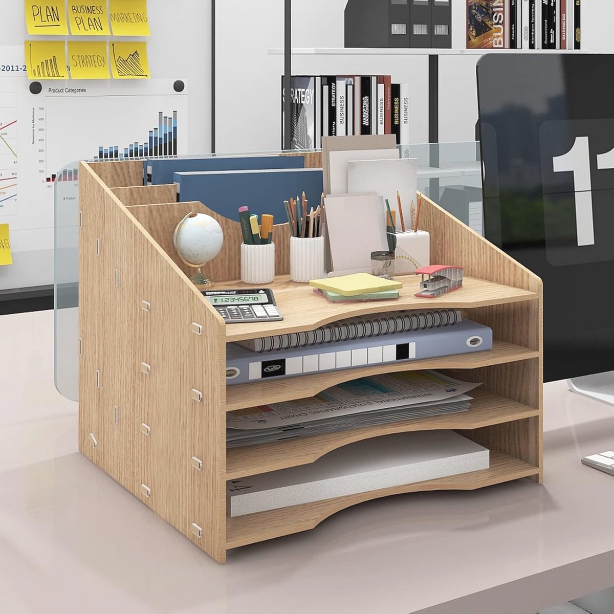 Multifunctionele bureau-organizer en opberdoos voor kantoor en huis