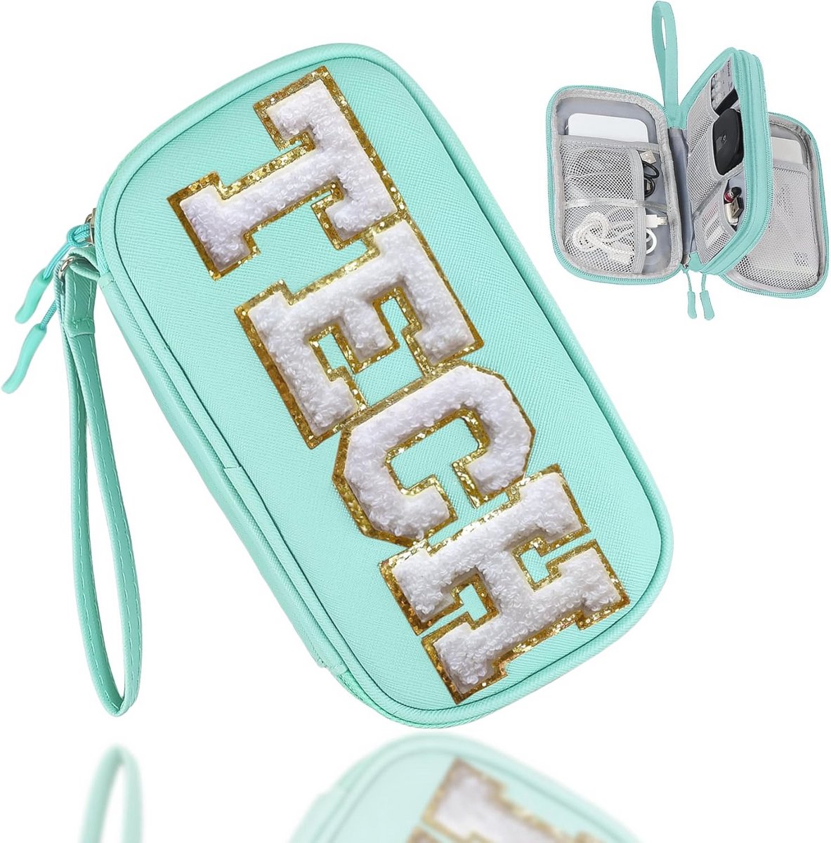 Kabel Organizer Tas voor Oortelefoons en Accessoires - Groenachtig