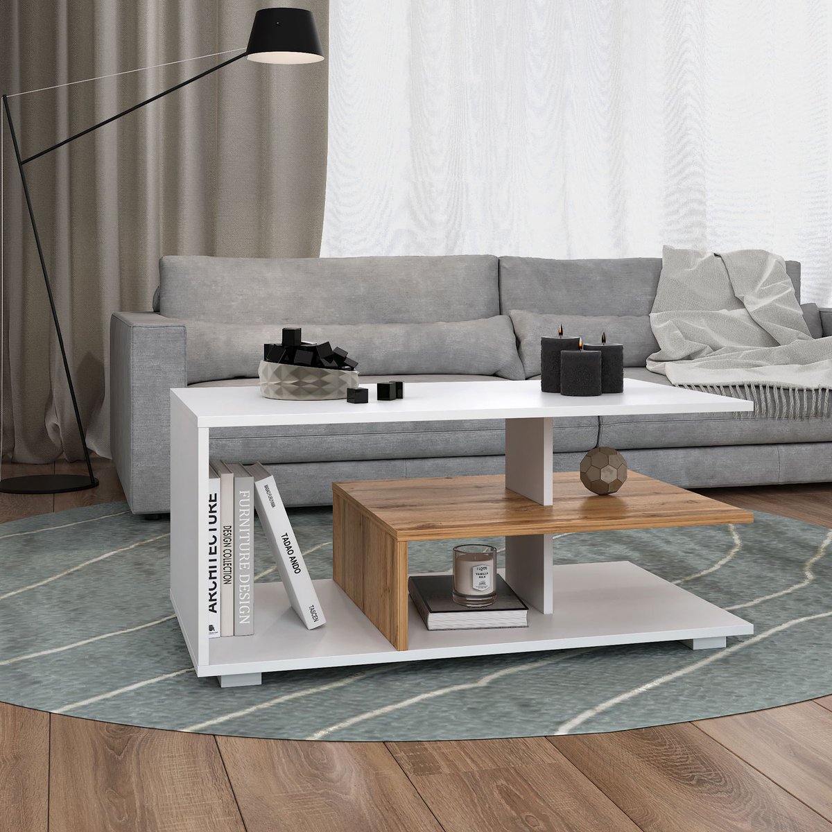 Homestyle4u Bijzettafel - Salontafel - 90x50 cm - Wit