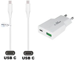 OneOne 36W snellader met 2 poorten + 0,5m Sterke USB C naar C kabel. PD PPS lader. GAN oplader adapter past op Google Pixel 7, 7 Pro, 8, 8a, 8 Pro, 9, 9 Pro, 9 Pro XL, 9 Fold, 10, 10 Pro, 10 Pro XL, 10 Fold, C, XL