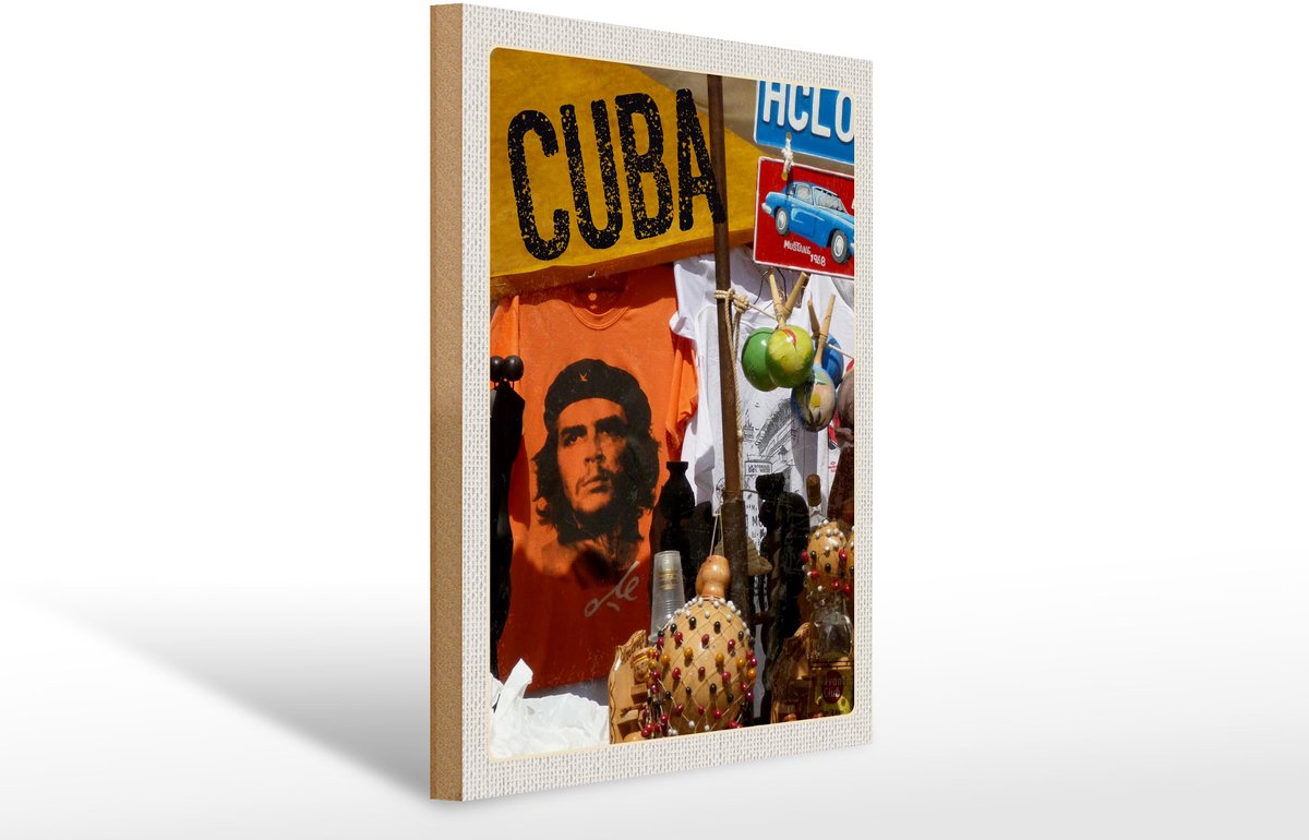 Femer Holzschild Reise 30x40cm Cuba Karibik Che Guevara Havanna Club