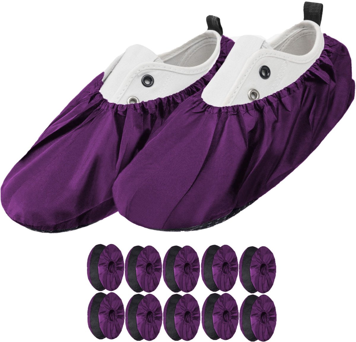FEROCITY - Schoenovertrekken - Antislip, herbruikbaar - Unisex - Erwachsene - EU 38-45, 5 paren - Polyester - Violet