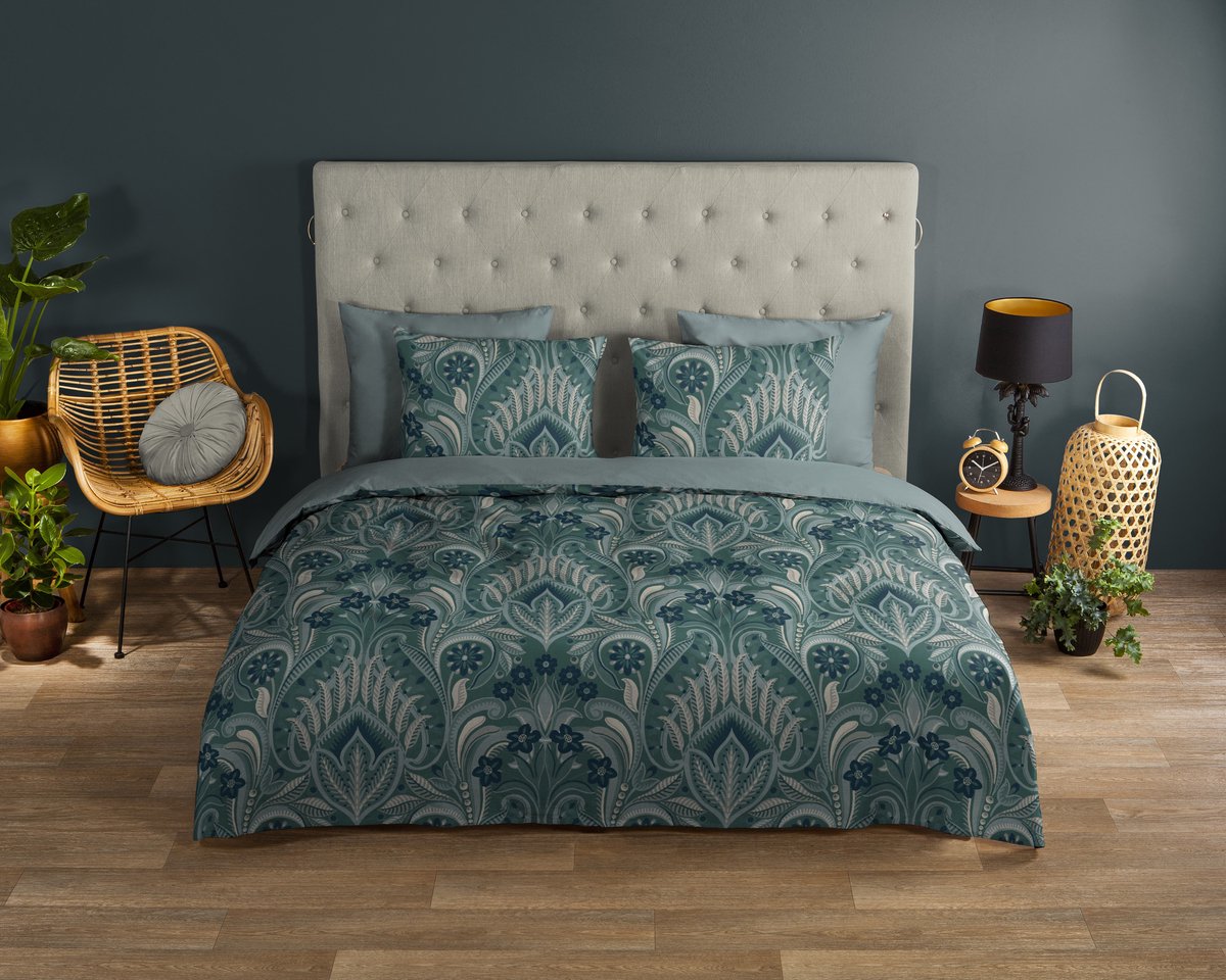 Good Morning dekbedovertrek ornamenten - Lits jumeaux 240x200/220 cm - Groen - 100% Katoen renforce