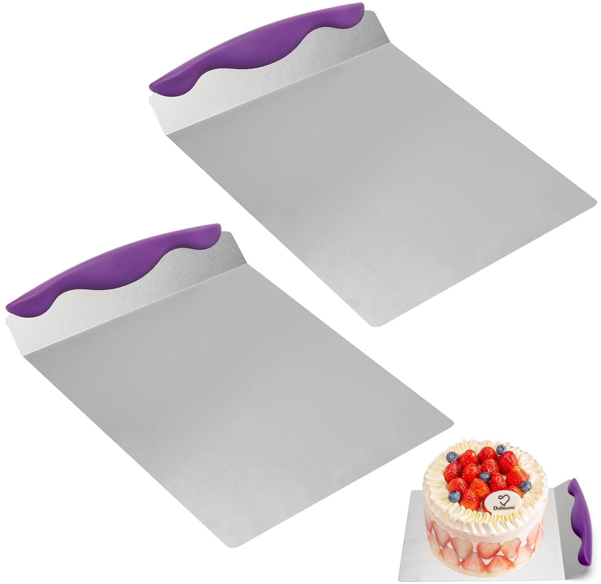 Unyqoos® Set van twee roestvrijstalen taartscheppen met ergonomisch handvat