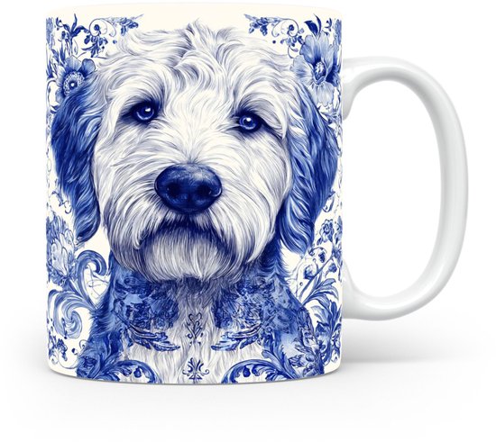 Tasse à Café Avec Inscription Amusante « Golden Retriever » - Chiot Et Papa - Cadeau De Noël 2023 - Blanc - 445 Ml