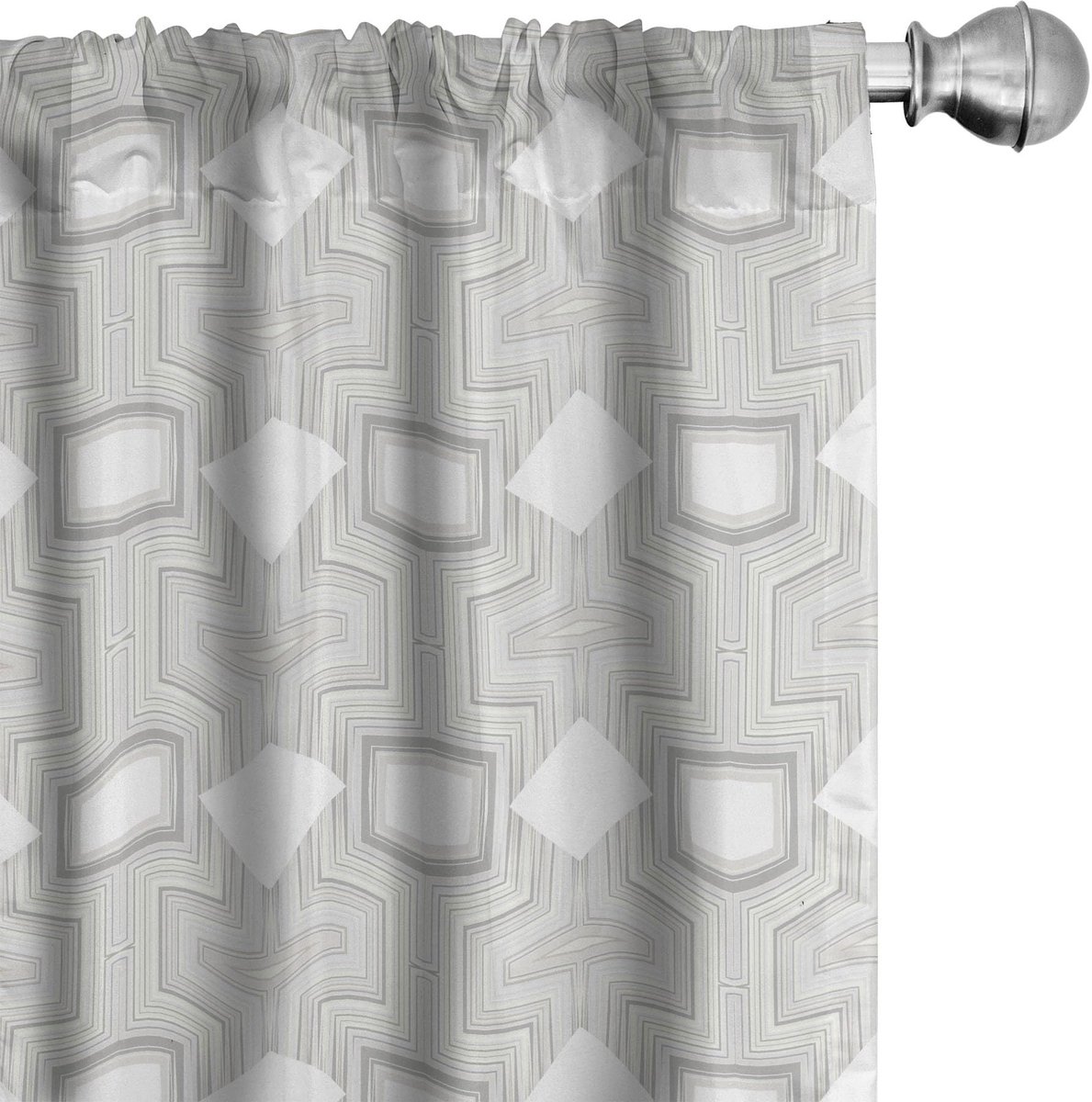 ABAKUHAUS Abstrakt Gordijnen – 2x75x245 cm – Microvezel – Halfschaduw Grijs Beige/Wit Grijs Beige en Wit