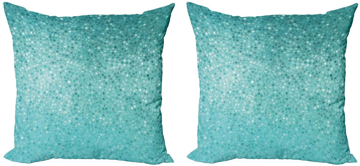 ABAKUHAUS Turkoois Kussenhoezen – 2x60x60 cm – Dubbelzijdig – Rits