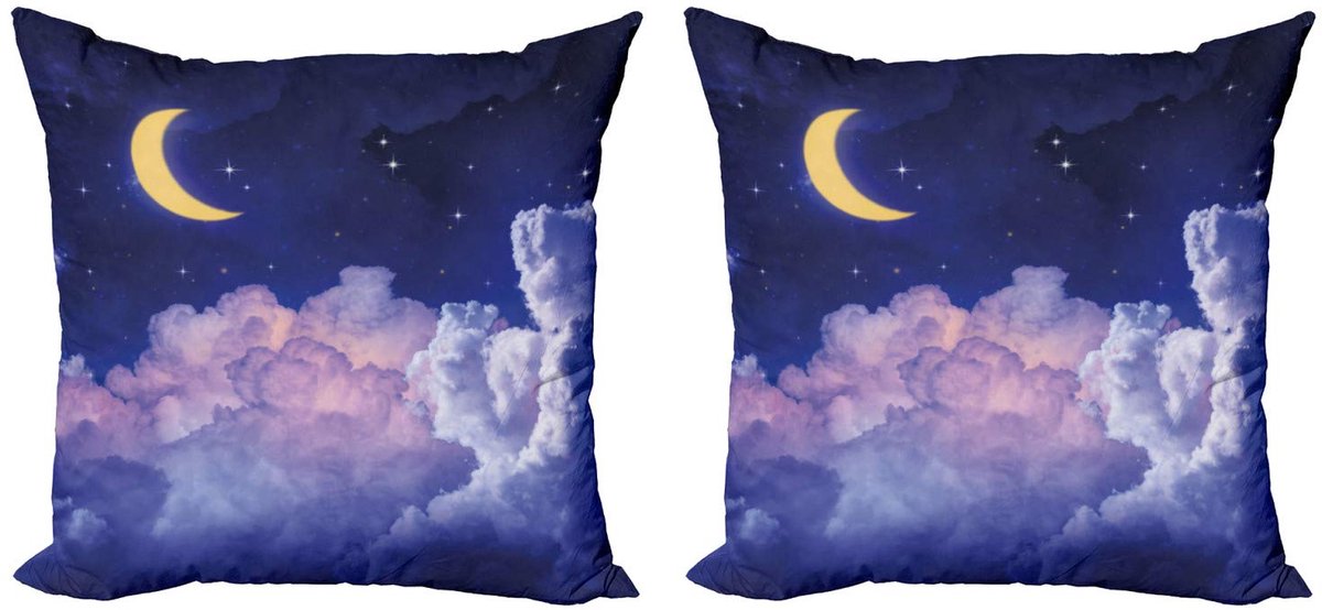 ABAKUHAUS Mondkussenhoes – 2x50x50 cm – Dubbelzijdig bedrukt – Geel/Lila Geel Paars