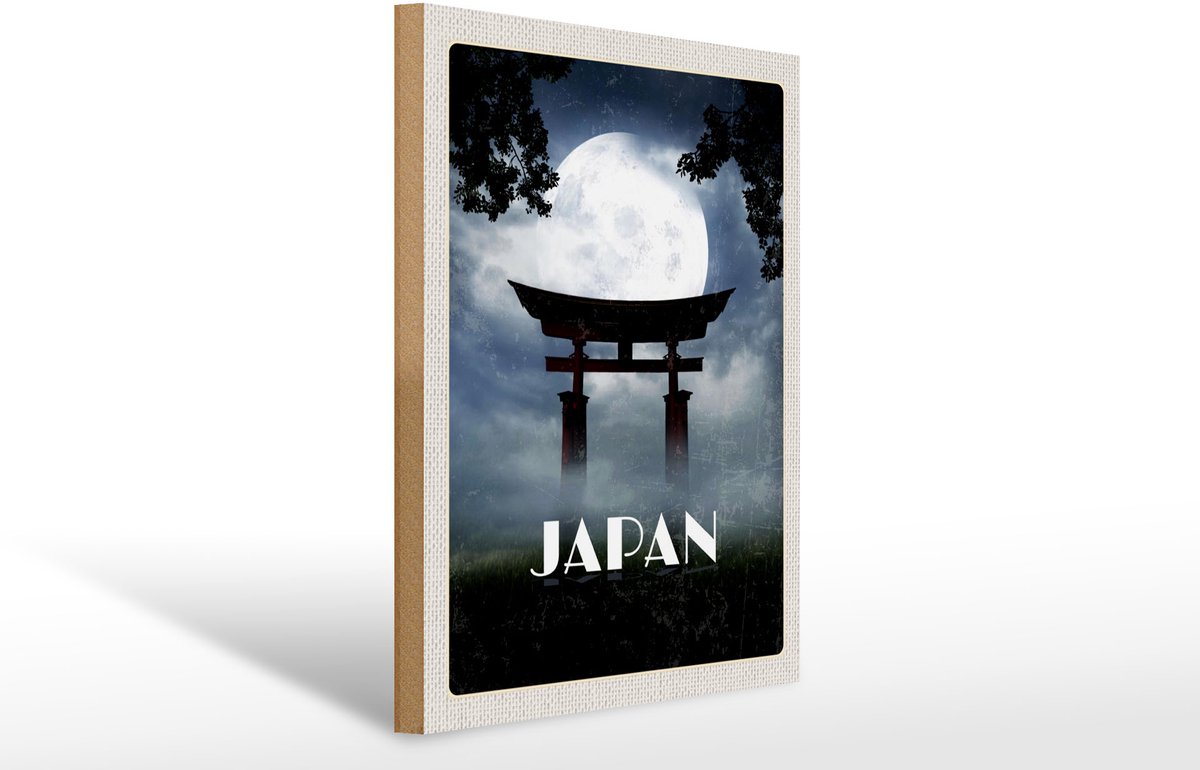 Femer Holzschild Reise 30x40cm Japan Shinto Miyajima Kultur Religion