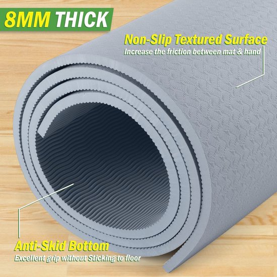Grote Antislip Yogamat 6'x4' - 8mm Dikke Oefenmat voor Thuis — afbeelding 2