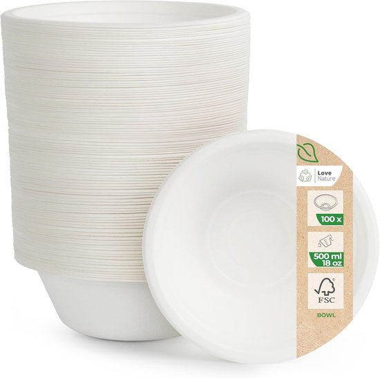 Premium Quality, Borden rond 3-vaks, suikerriet 26 cm wit