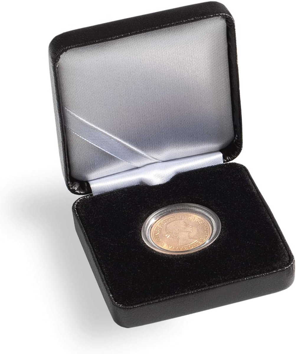 Zwarte muntenbox voor 1 munt tot Ø 38 mm