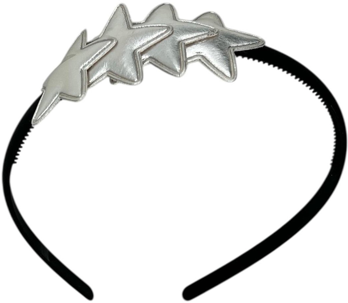 Diadeem met sterretjes - kerstcollectie - glimmend - ster – zilver - zwarte diadeem