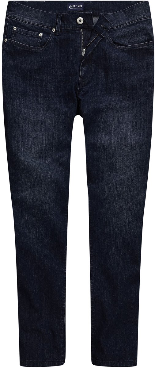 John F. Gee - Heren - Jeans straight fit 5-pocket - Donkerblauw denim - Maat 28