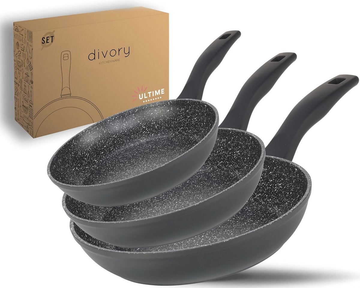 3-delige pannenset 20-28 cm - Antiaanbaklaag, geschikt voor inductie en vaatwasmachine
