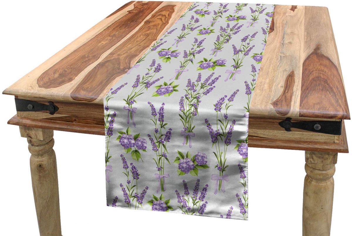 ABAKUHAUS Tafelloper Lavendel Hydrangea – 40x225 cm – Wasbaar