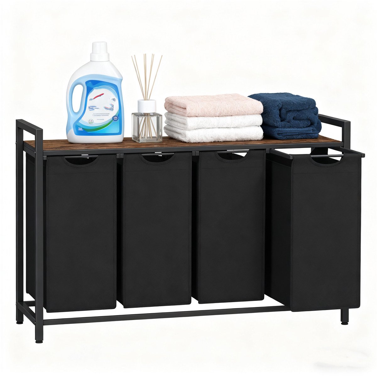Wasmand - zwart en bruin - 116x72x33 cm - opvouwbaar