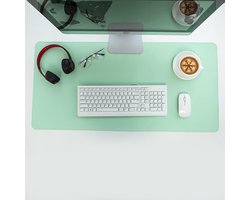 Dual Side Desk Pad, Large PU Leren Mouse Mat met Kurk, Niet-slip & Waterdicht Bureau Schrijfmat voor Gaming en Kantoor, 120x60cm Lichtgroen