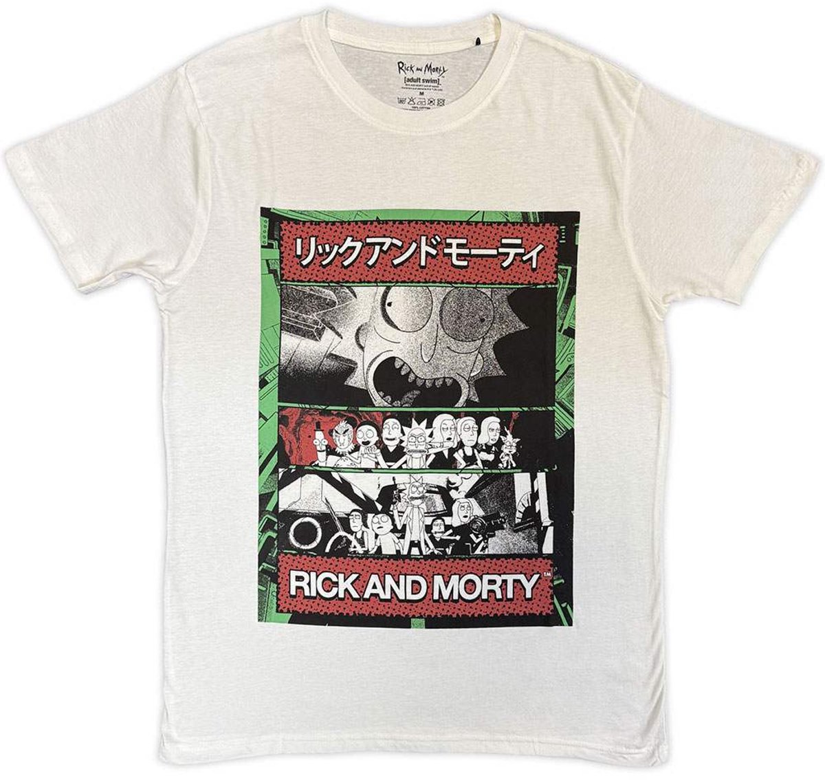 Rick And Morty - Japan Comic Heren Tshirt - XL - Wit