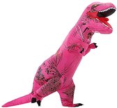 KIMU® Opblaas Kostuum T-Rex Roze - Opblaasbaar Pak - Dinopak Mascotte Opblaaspak - Opblaasbare Dino Dinosaurus Tyranosaurus Rex Dames Heren Halloween