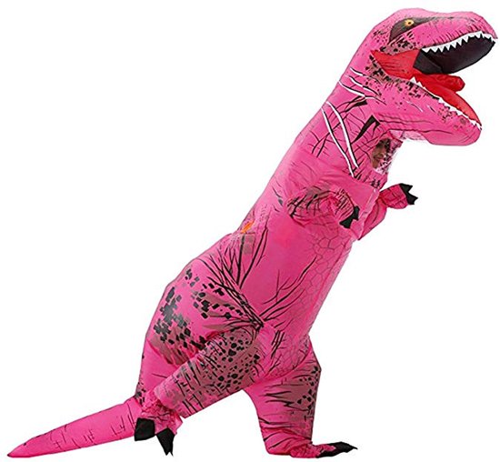 Costume Gonflable KIMU® T-Rex Rose - Costume Gonflable - Costume Dino Mascotte Gonflable - Costume Gonflable Dino Dinosaure Tyranosaure Rex Femmes Hommes Cadeau Saint-Nicolas